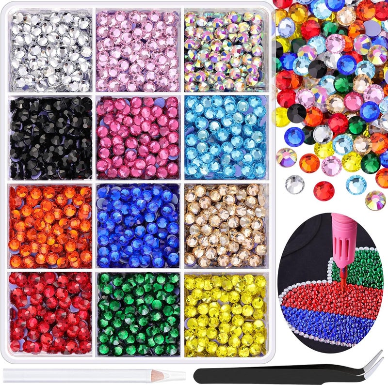 TINKRSTUFF 4000Pcs Hotfix Rhinestones for Clothing, Multicolors SS16 Iron On Flatback Glass Gems, Bedazzling Crystals Rhinestones for Crafting Hats Shoes Fabric Decor Nail Art - Image 1